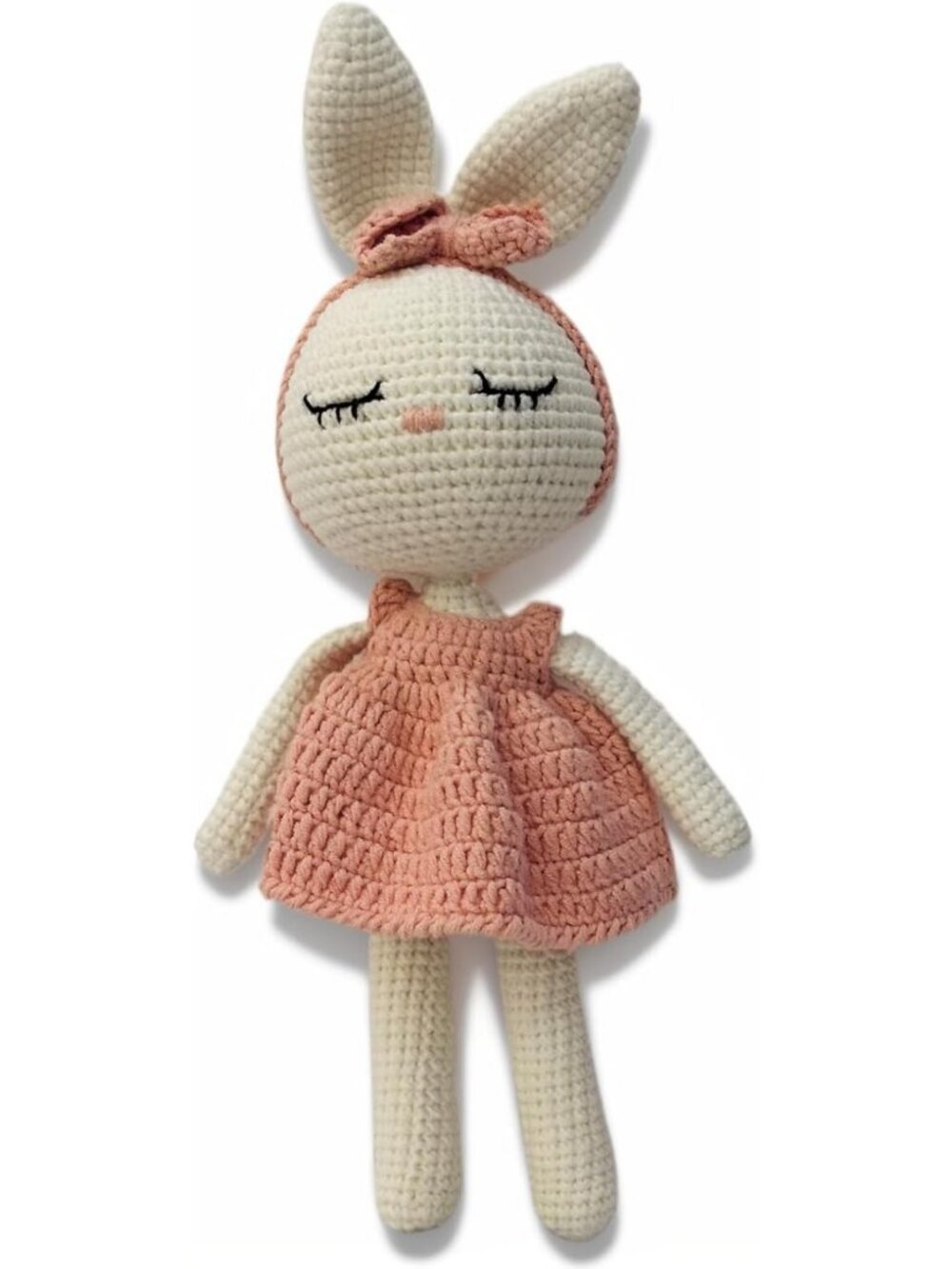 Adorable Crochet Baby Bunny Stuffed Animal in Pink Dress - Perfect Gift for Kids